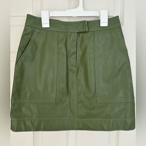 Pretty Garbage Faux Leather Skirt with Large Pockets in Green